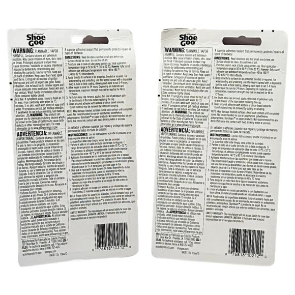 Shoe Goo Lot 2 Tubes Black Adhesive Glue 3.7oz Rubber Leather Vinyl Canvas New - Picture 2 of 2